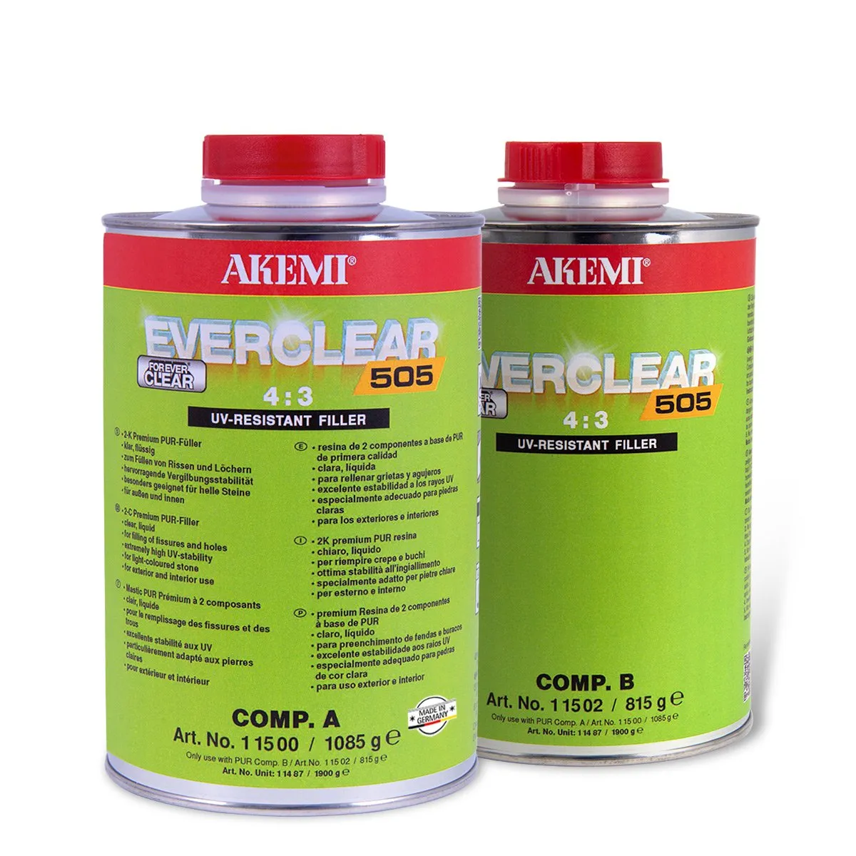 11487_Everclear-505_A-B_1900g AKEMI EVERCLEAR 505 FLOWING 1:1 EPOXY -detroitdiamond