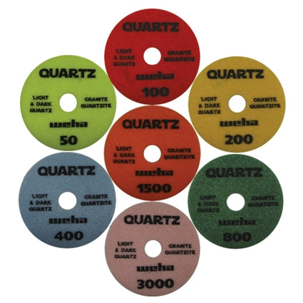 High-Gloss Stone Polishing - 4" WEHA QUARTZ 7 STEP POLISHING PADS 50-3000 - Detroitdiamondtools
