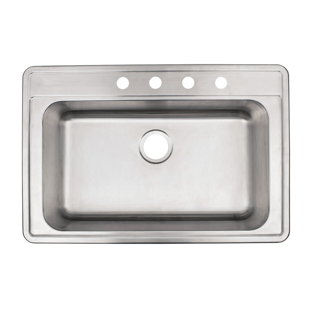 33" Stainless Steel Single Bowl Drop In Kitchen Sink 33" Stainless Steel Single Bowl Drop In Kitchen Sink