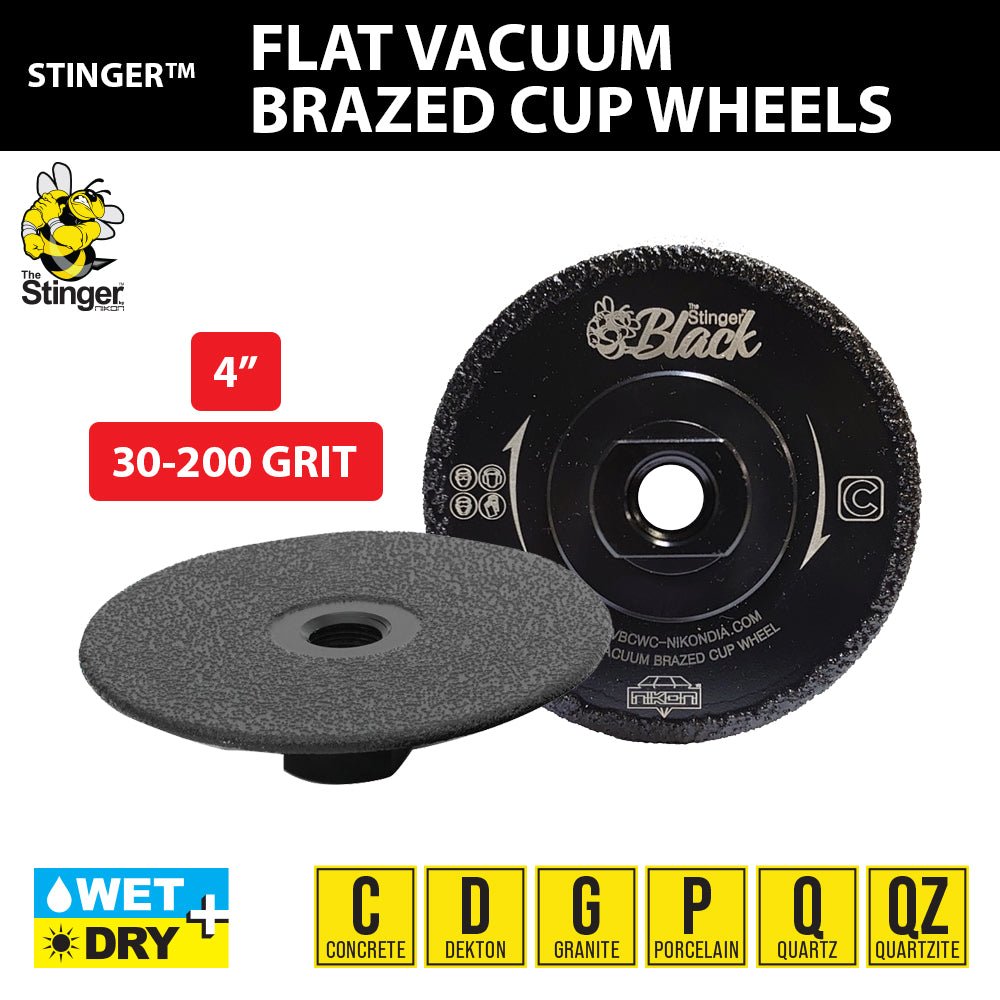 THE STINGER BLACK™ FLAT VACUUM BRAZED CUP WHEELS - Detroitdiamondtools