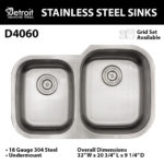 32″ 4060 DOUBLE BOWL STAINLESS STEEL KITCHEN SINK