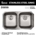 32" STAINLESS STEEL DOUBLE BOWL KITCHEN SINK