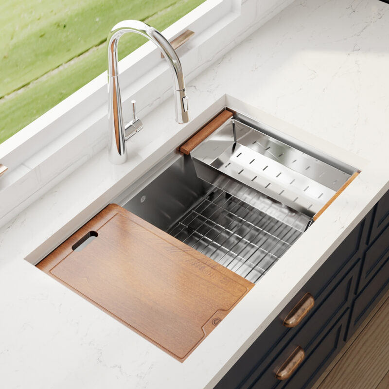 STAINLESS STEEL 30" WORKSTATION SINGLE BOWL KITCHEN SINK