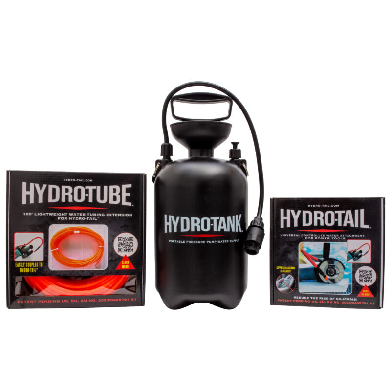 HYDRO-TAIL + HYDRO-TANK KIT WITH 100' EXTENSION TUBE - WATER FEED SYSTEM FOR WET SAW, GRINDER, POLISHER