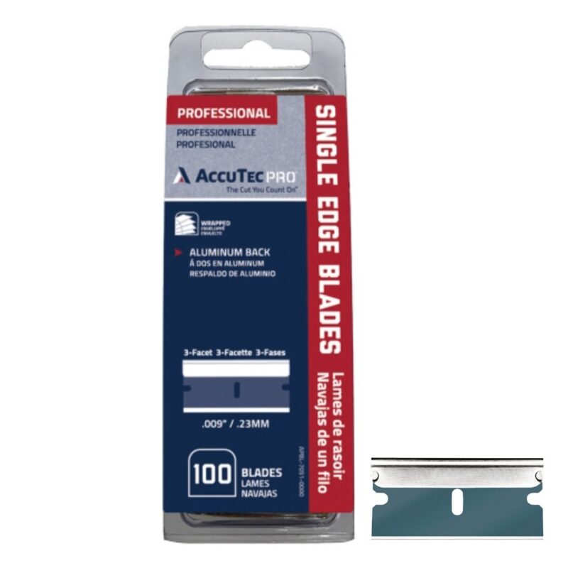 ACCUTEC PRO BLUE SINGLE EDGE RAZOR BLADE, 100 PACK-detroitdiamondtools
