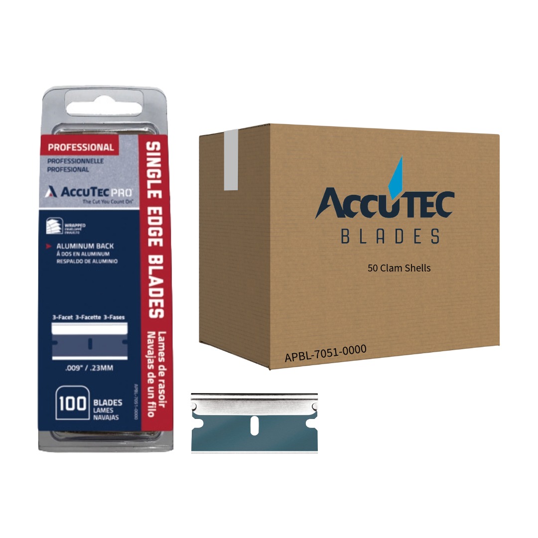 ACCUTEC PRO BLUE SINGLE EDGE RAZOR BLADE, 100 PACK-detroitdiamondtools