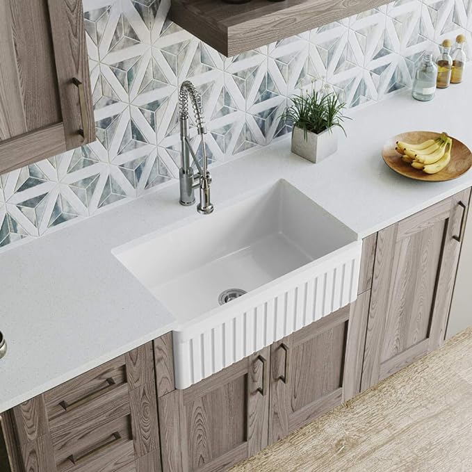 FIRECLAY 30" SINGLE BOWL PORCELAIN APRON SINK